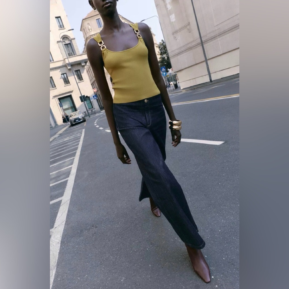 ZARA Metallic Detail Knit Top